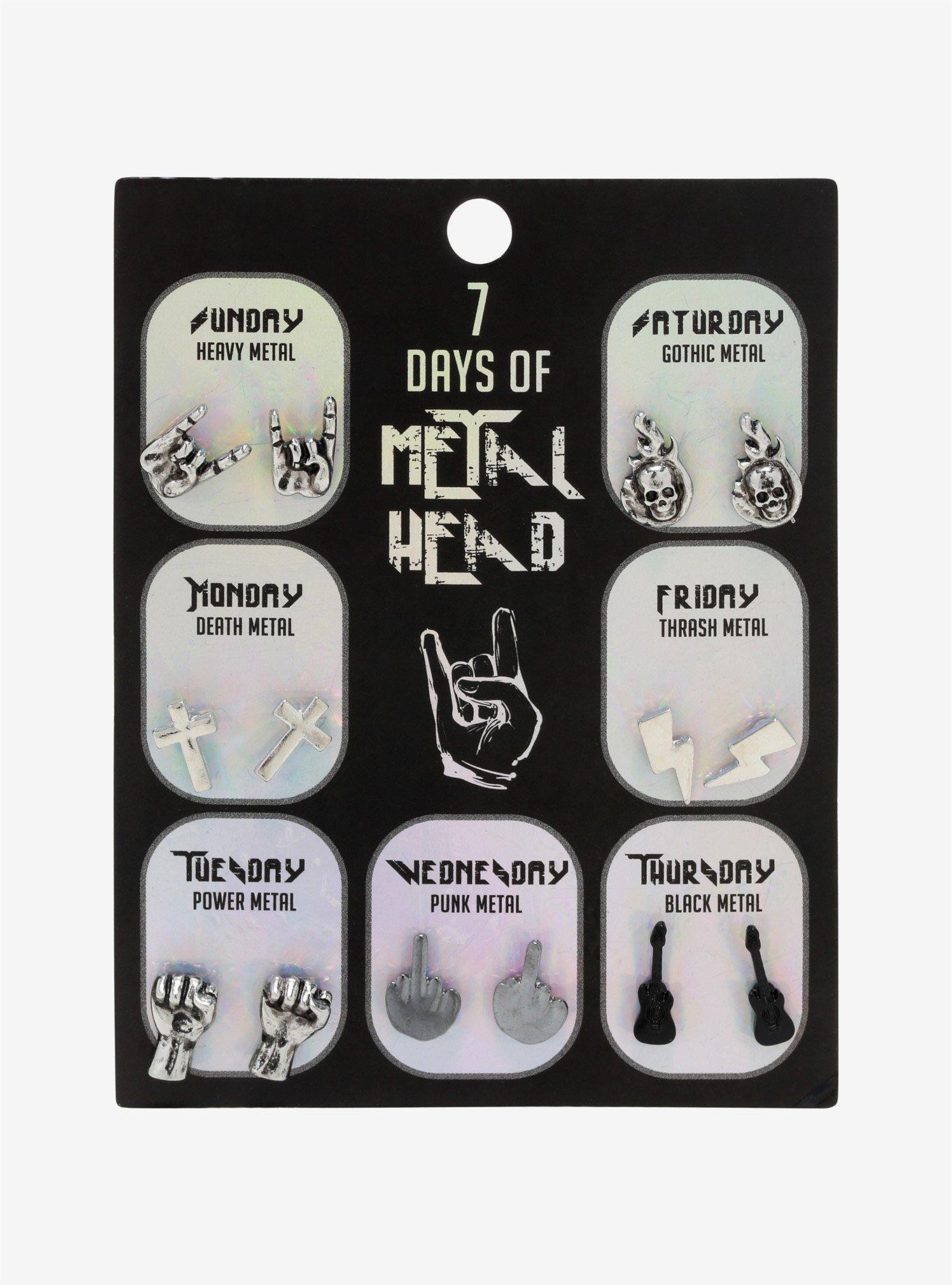 7 Days Of Metalhead Stud Earring Set, , alternate