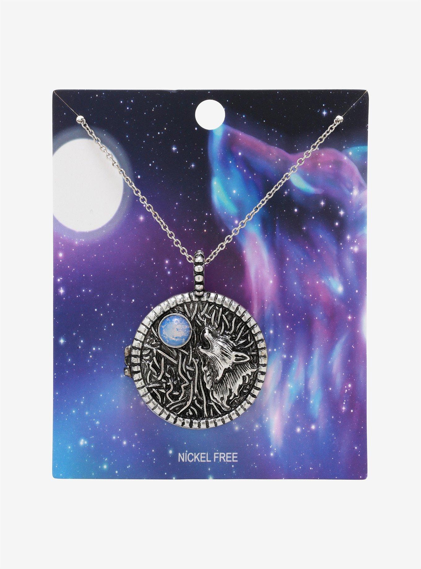 Wolf Moon Locket Necklace, , alternate