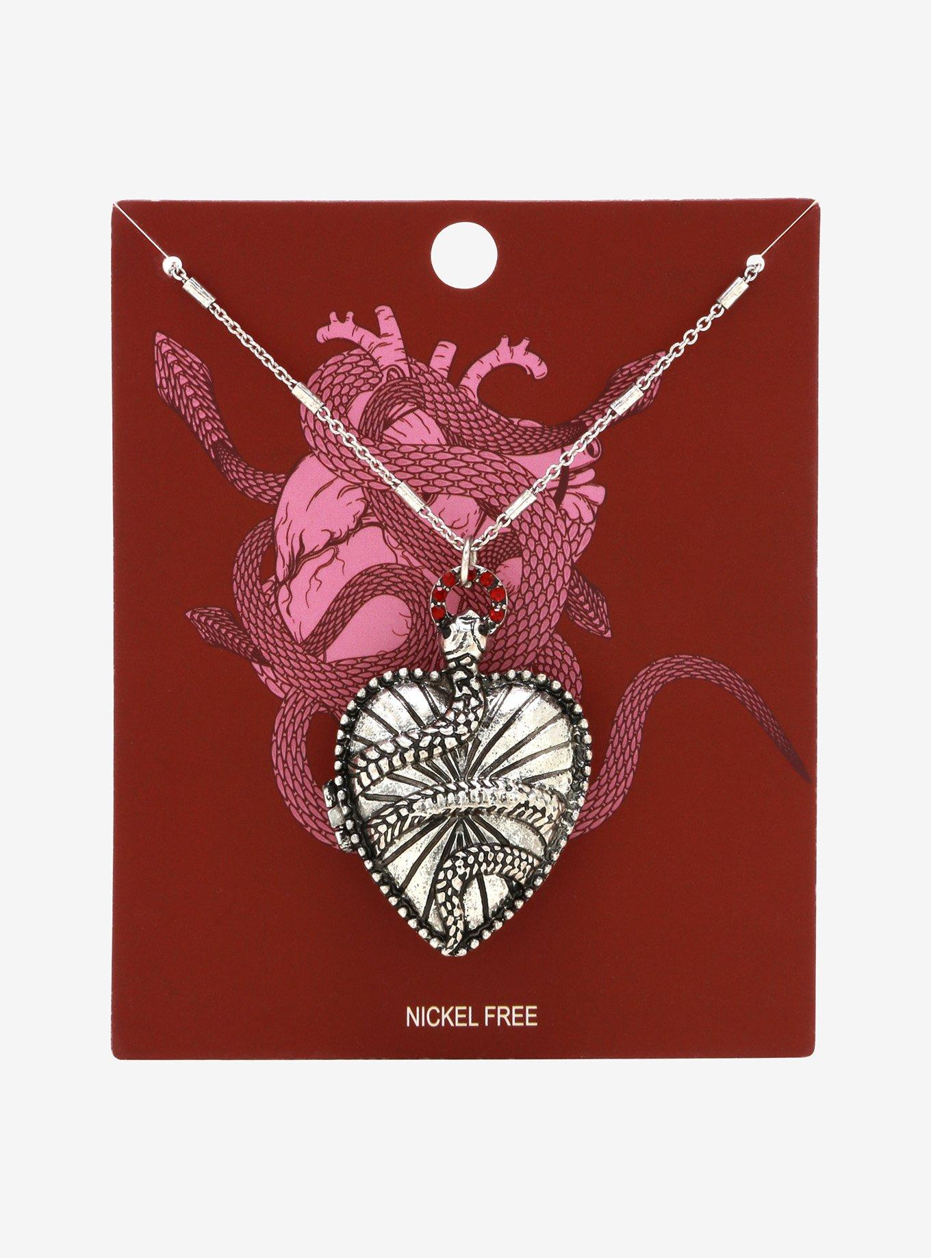 Snake Heart Locket Necklace, , alternate