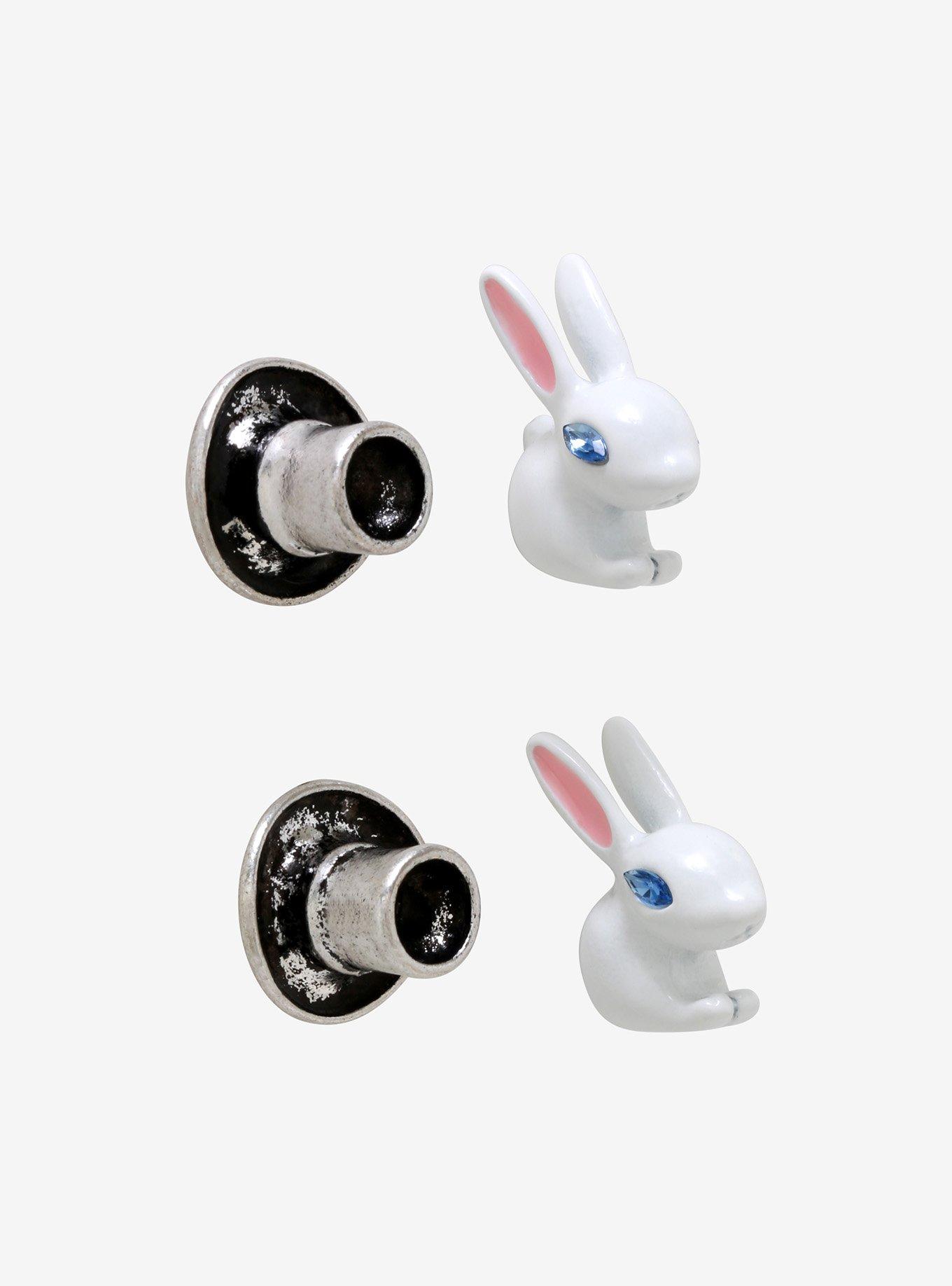 Bunny Top Hat Front/Back Earrings, , alternate