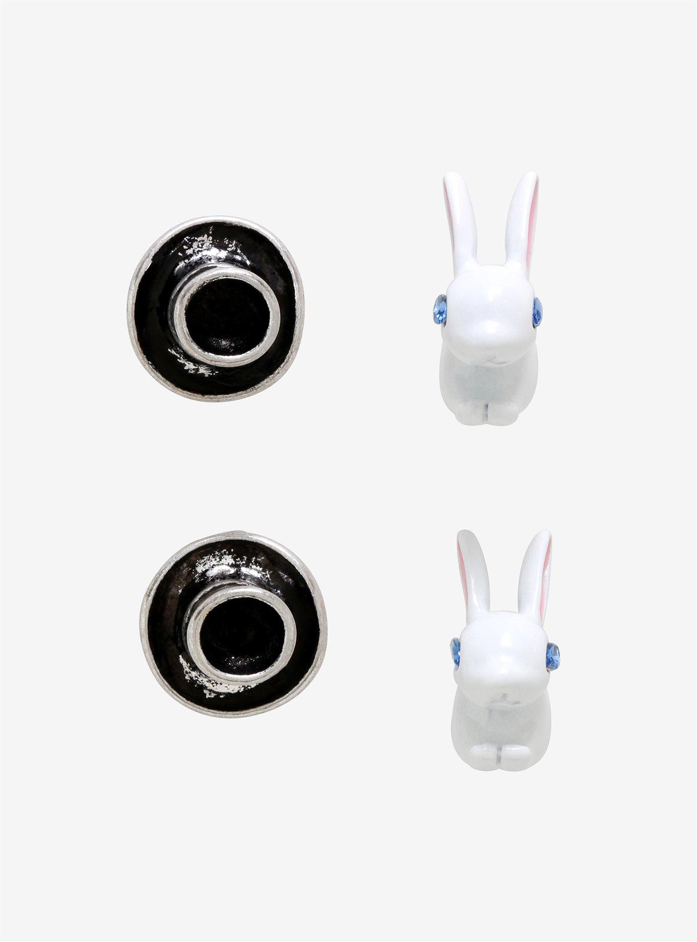 Bunny Top Hat Front/Back Earrings, , alternate