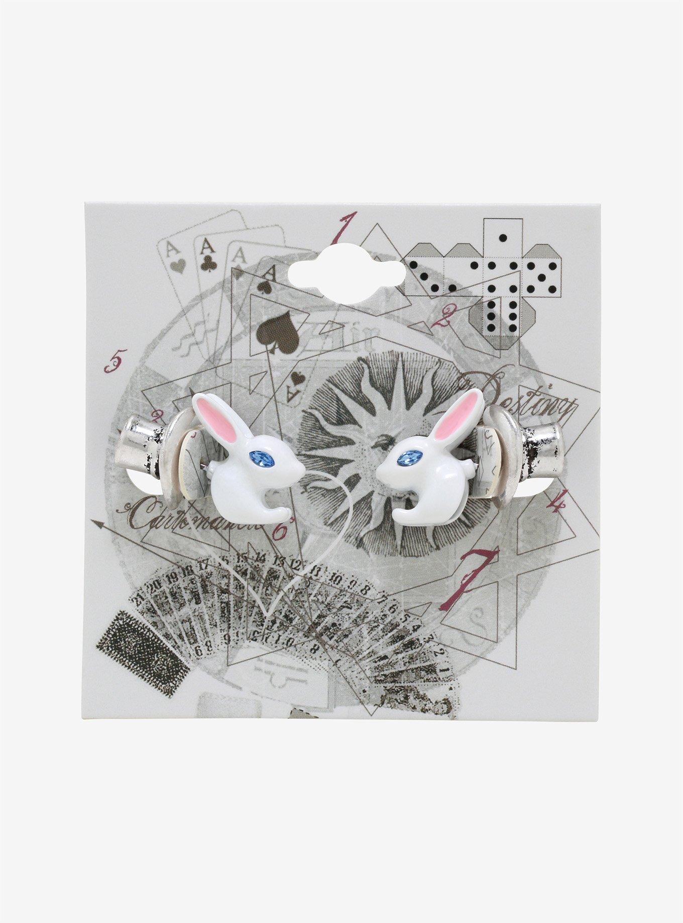 Bunny Top Hat Front/Back Earrings, , alternate