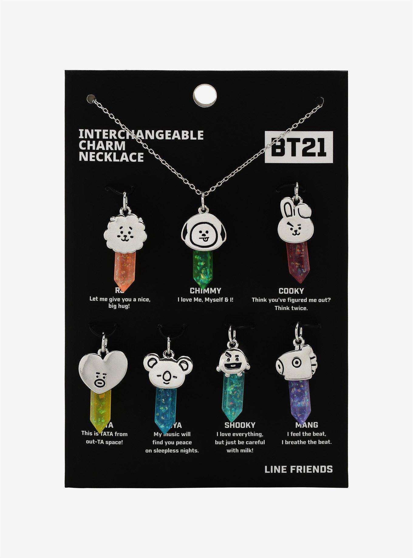 BT21 Interchangeable Crystal Charm Necklace, , alternate