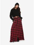 Red & Black Plaid Maxi Button-Front Skirt, PLAID-RED, alternate