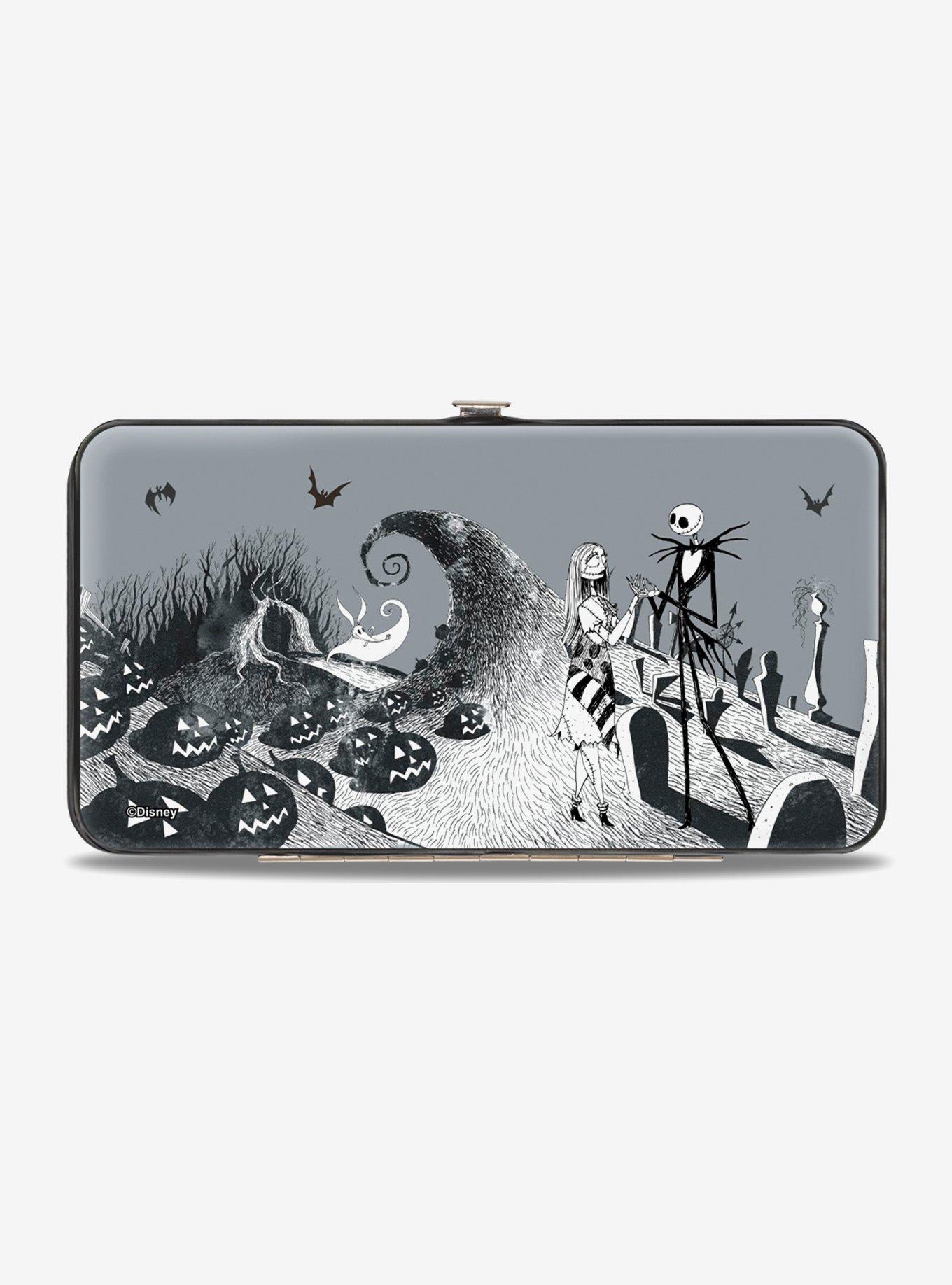 The Nightmare Before Christmas Jack & Sally Greyscale Hinged Wallet, , hi-res
