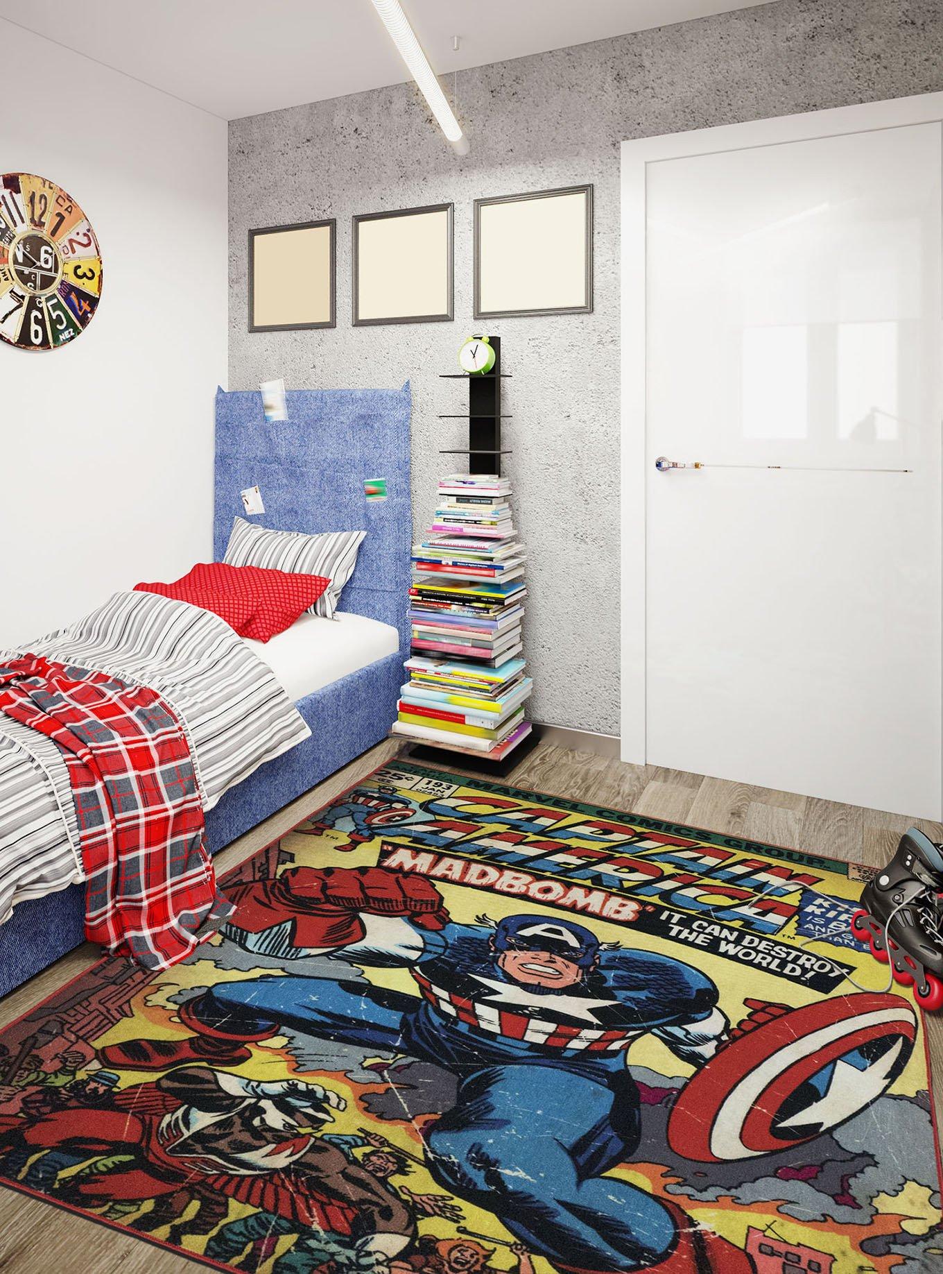 Marvel Captain America Comic Rug, , alternate