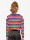 Rainbow Stripe Girls Crop Sweater, RAINBOW, alternate