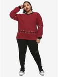 Red & Black Grommets Girls Sweatshirt Plus Size, , alternate
