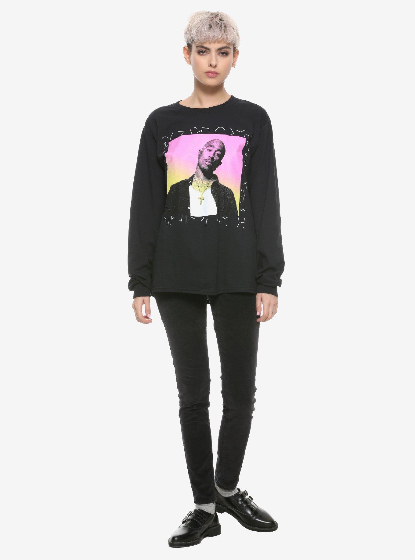 Tupac Ombre Logo Girls Long-Sleeve T-Shirt, BLACK, alternate