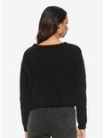 Black & White Crescent Moon Girls Crop Sweater, WHITE, alternate