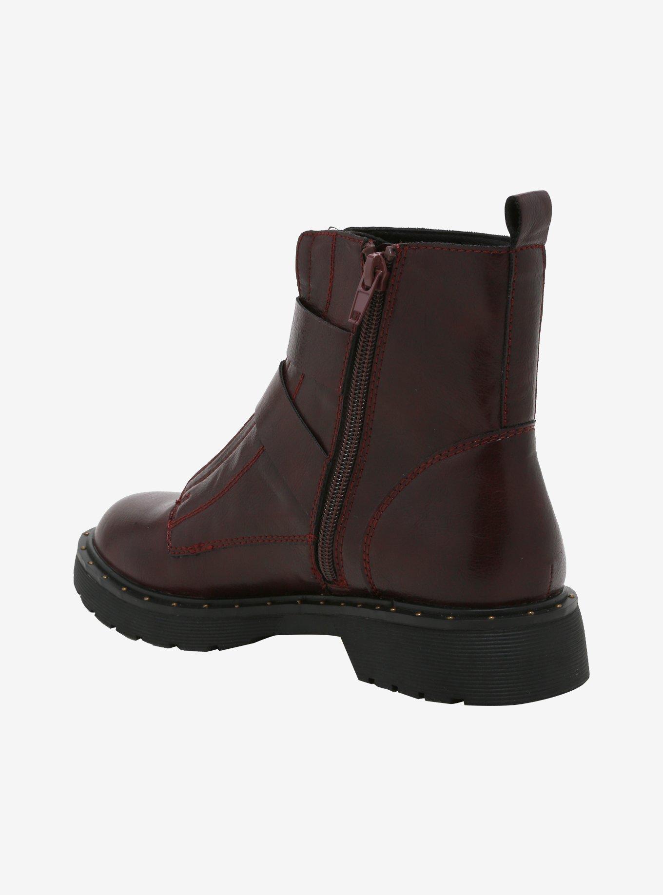 Maroon Double Buckle Ankle Boots, MULTI, alternate