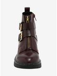 Maroon Double Buckle Ankle Boots, MULTI, alternate