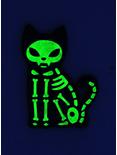 Skeleton Cat Glow-In-The-Dark Enamel Pin, , alternate