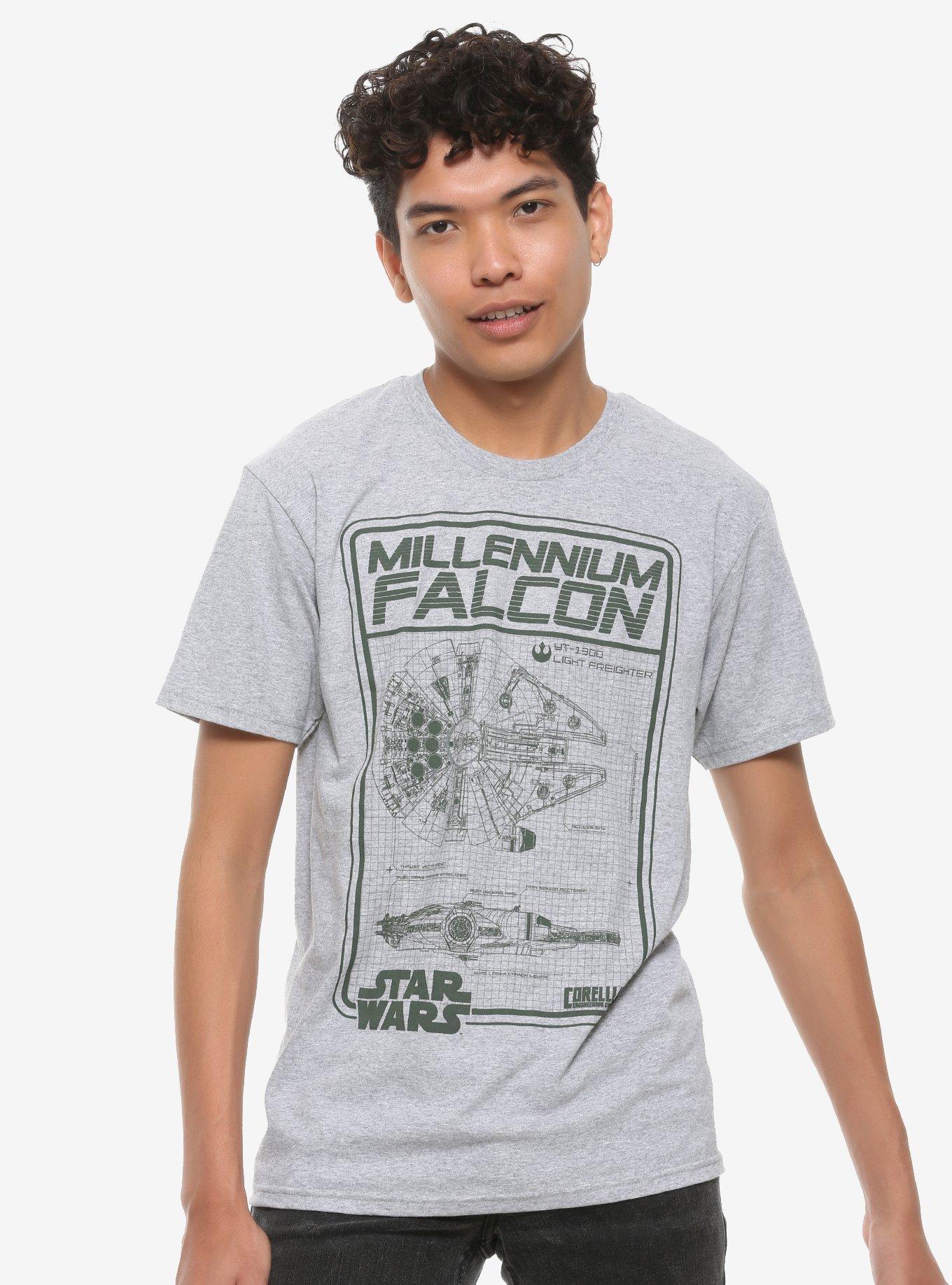 Our Universe Star Wars Milennium Falcon Schematics T-Shirt, GREY, alternate
