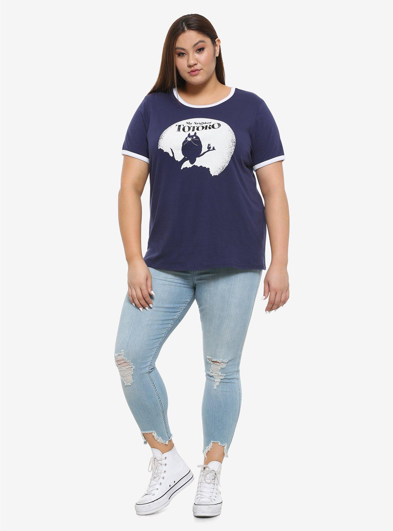 Studio Ghibli My Neighbor Totoro Moon Silhouette Girls Ringer T-Shirt Plus Size, , alternate