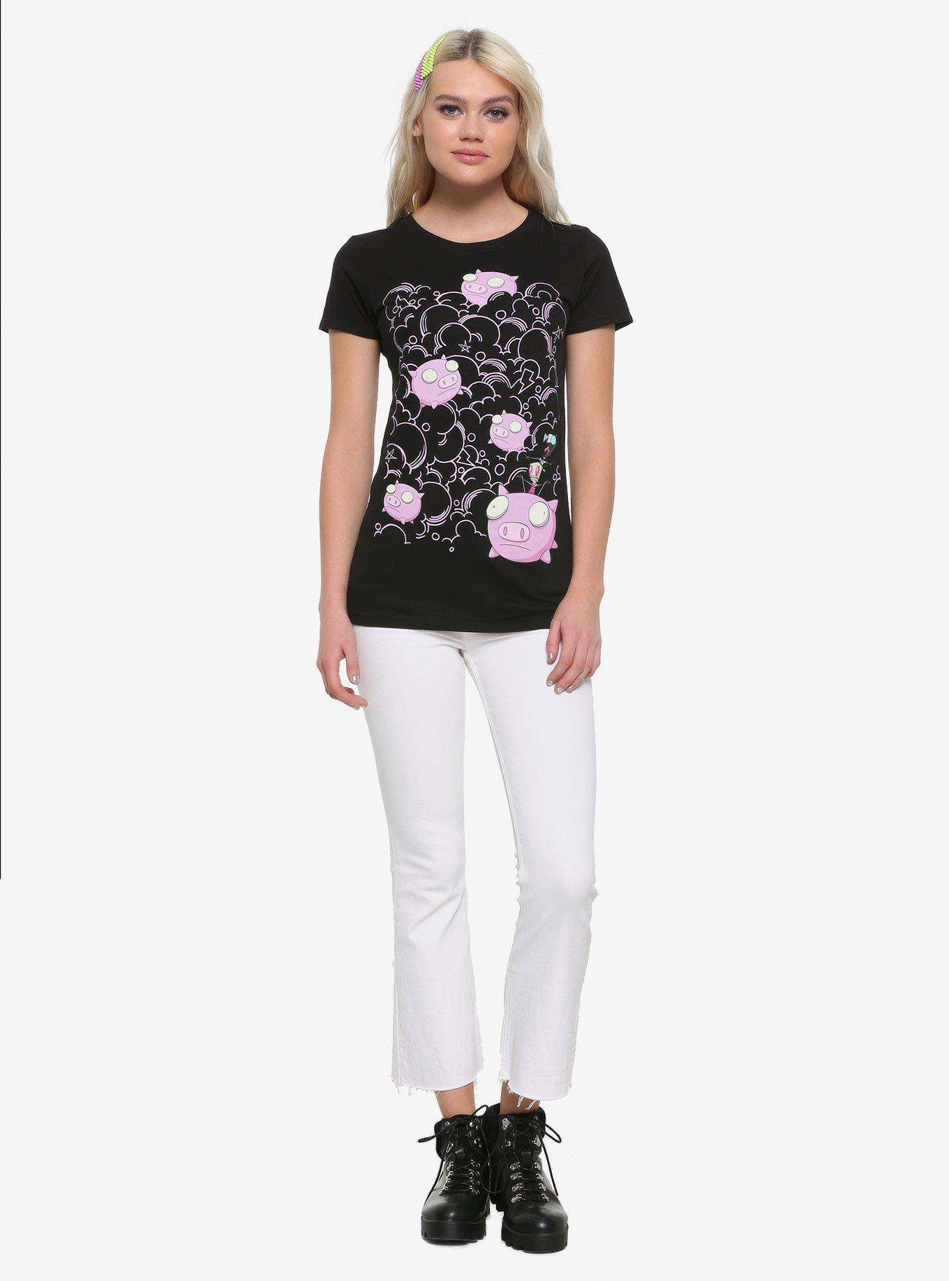 Invader Zim Gir & Pig Clouds Girls T-Shirt, PINK, alternate