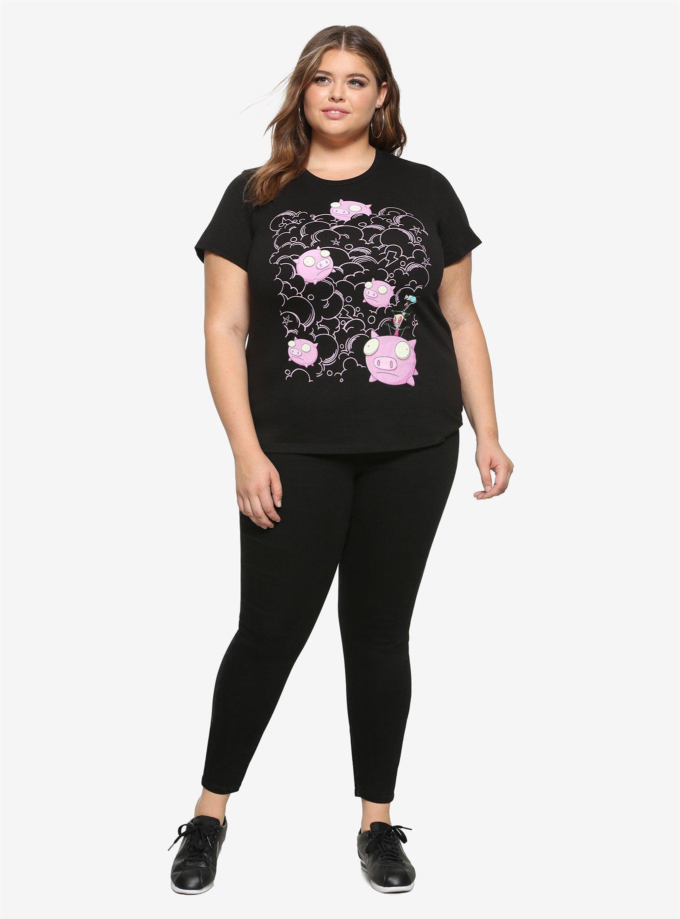Invader Zim Gir & Pig Clouds Girls T-Shirt Plus Size, PINK, alternate