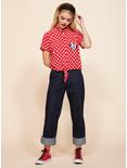 Plus Size Her Universe Disney Minnie Mouse Polka Dots Pocket Tie-Front Woven Button-Up, MULTI, alternate