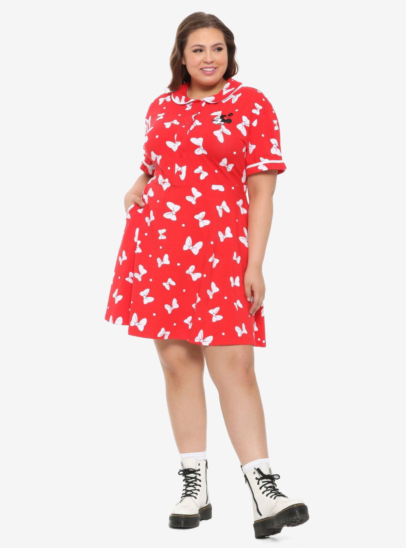 Her Universe Disney Minnie Mouse Bow Print Dress Plus Size, MULTI, alternate