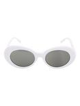White Oval Retro Sunglasses, , alternate