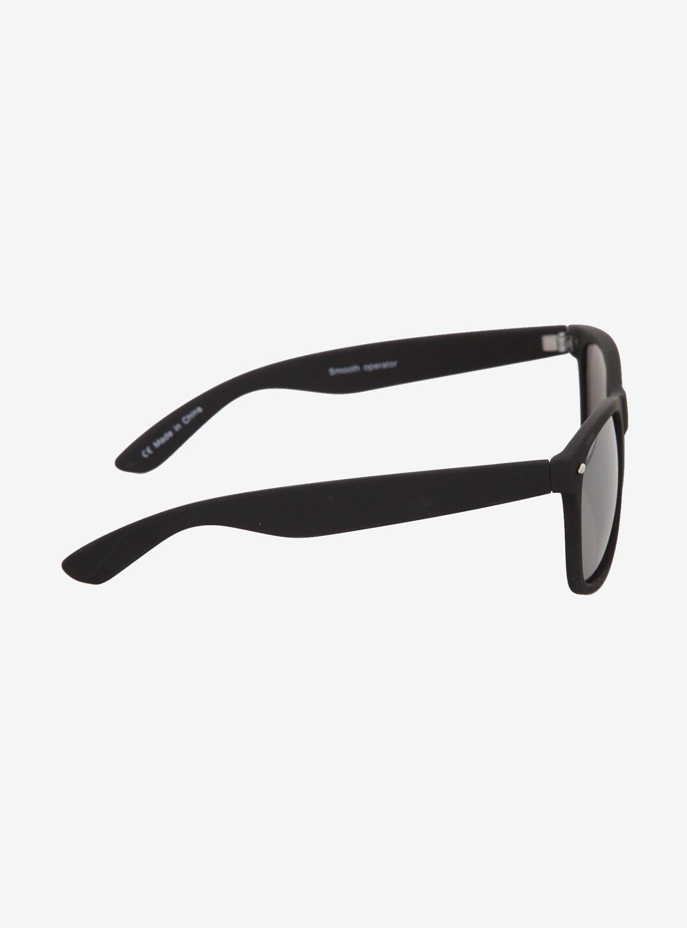 Black Smooth Touch Mirror Retro Sunglasses, , alternate