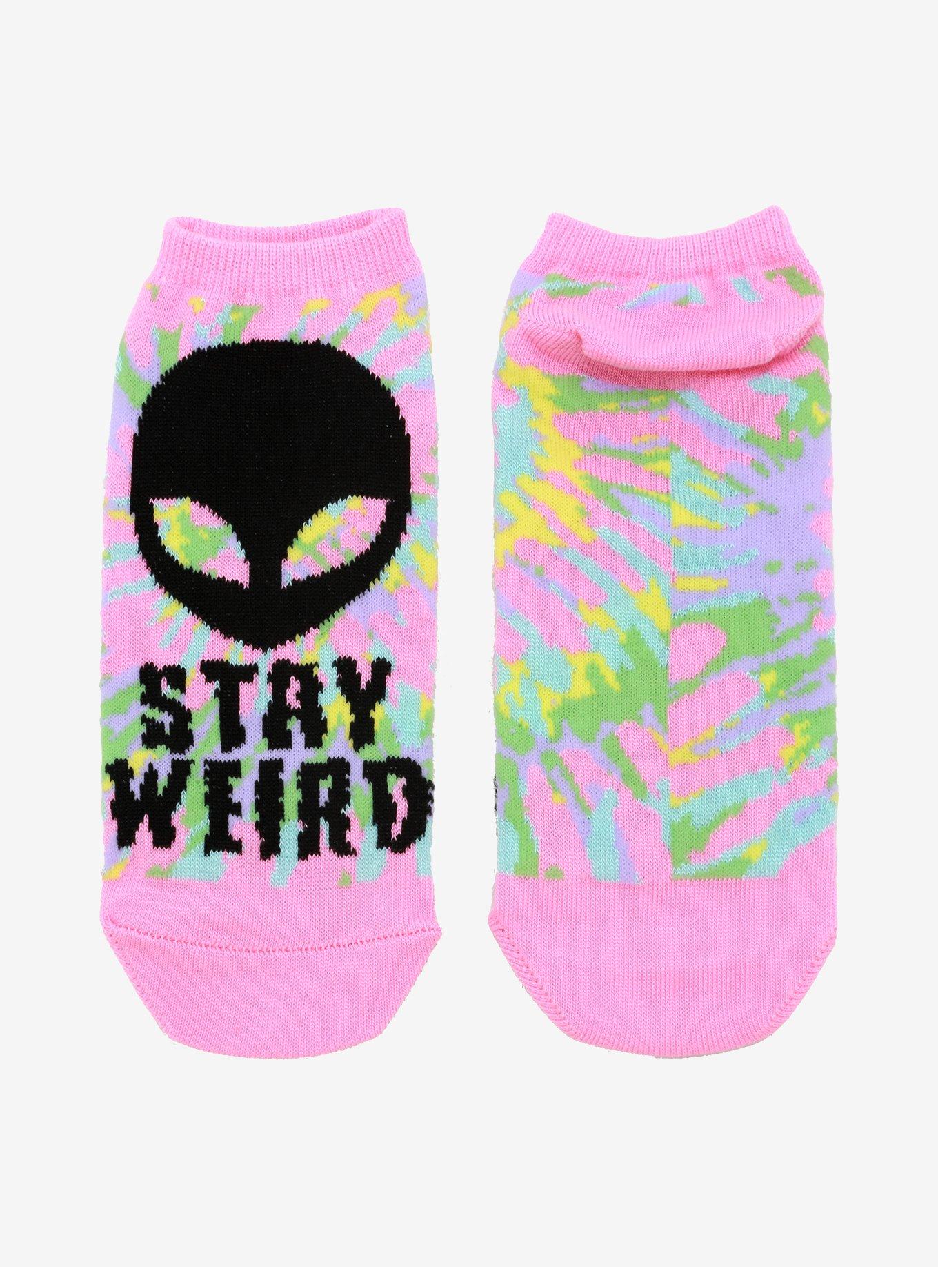 Stay Weird Alien No-Show Socks, , alternate
