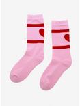 Pink & Red Heart Crew Socks, , alternate