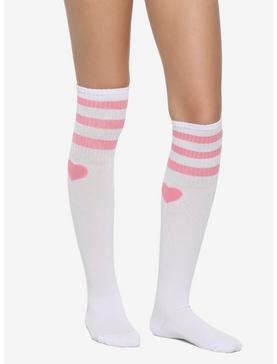Pink Heart Varsity Knee-High Socks, , hi-res