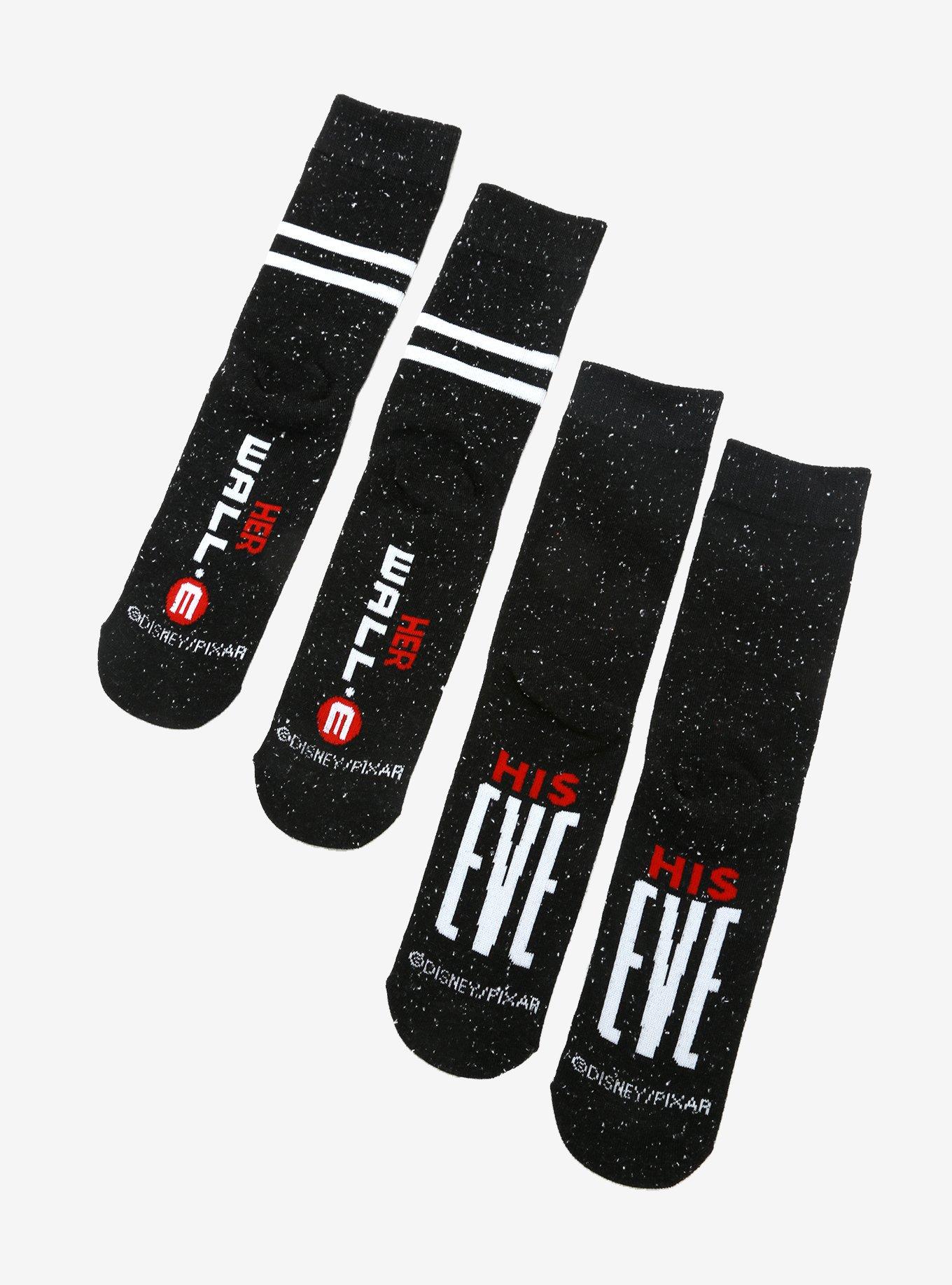 Disney Pixar WALL-E EVE Couple Crew Sock Set, , alternate