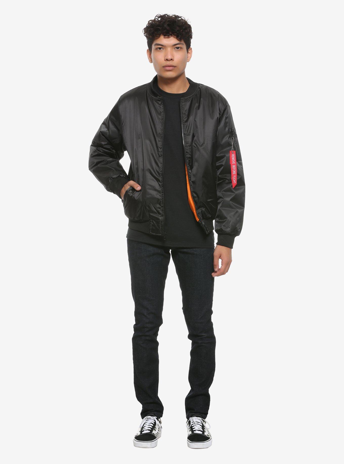 Black Bomber Jacket, BLACK, alternate