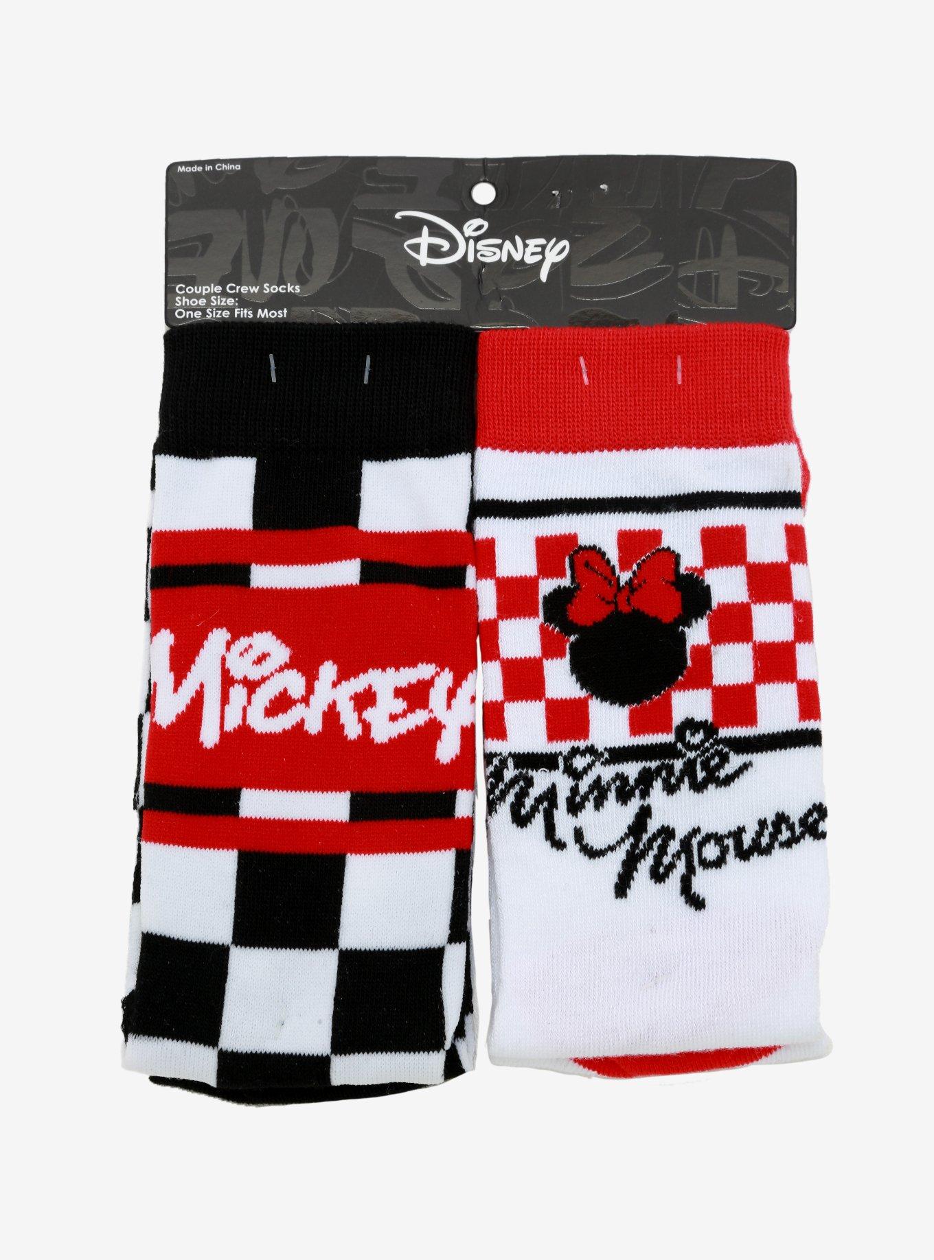 Disney Mickey Mouse & Minnie Mouse Checkered Couple Crew Sock Set, , alternate