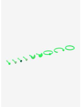 Steel Lime Green Glow-In-The-Dark Nose Stud & Hoop 9 Pack, , hi-res