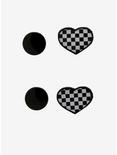Black & White Checkered Heart Faux Plug 2 Pack, , alternate
