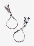 Rose Skull Black & White Checkered Fabric Bracelet Set, , alternate