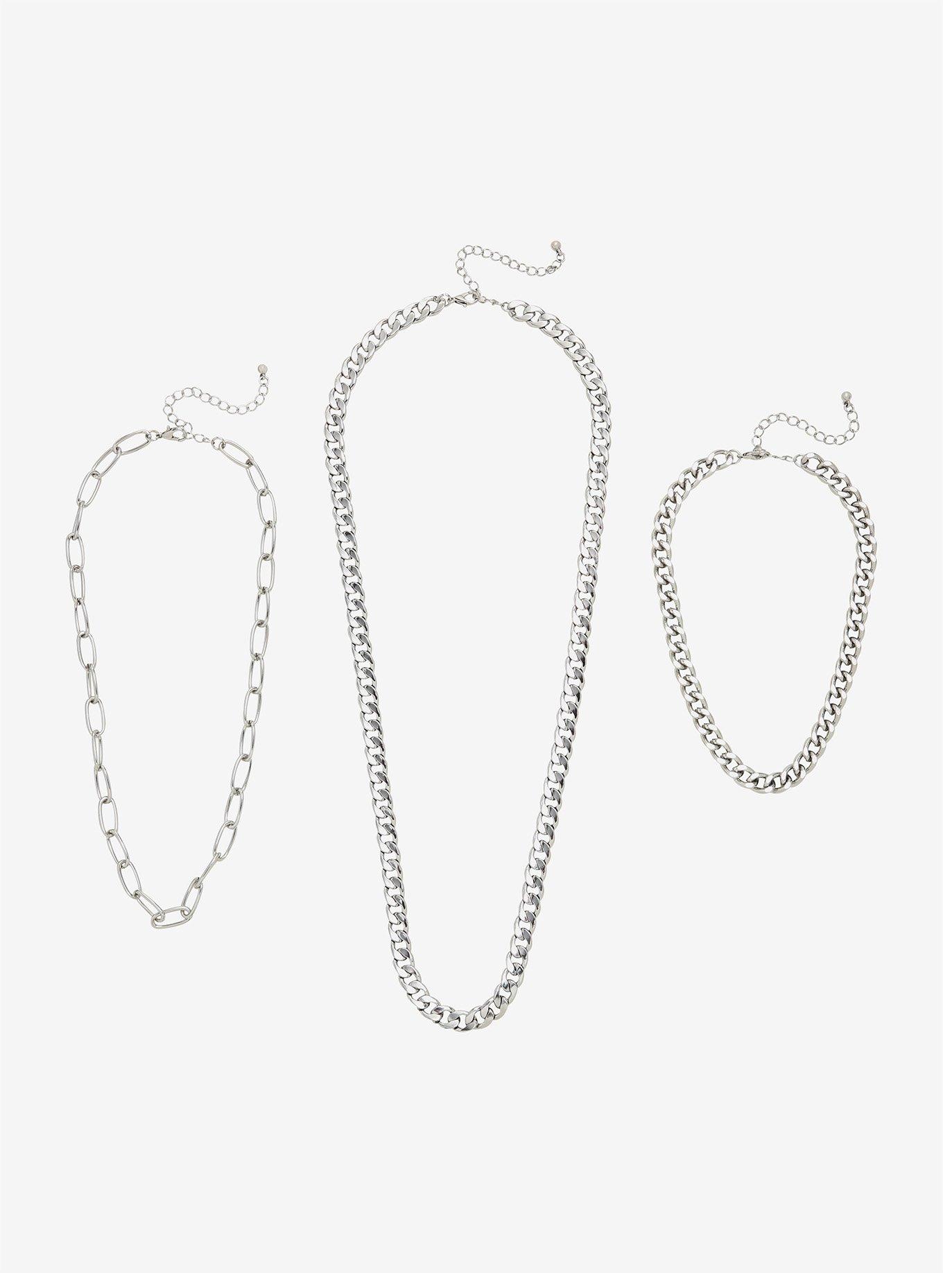 Silver Chain Necklace Set, , alternate