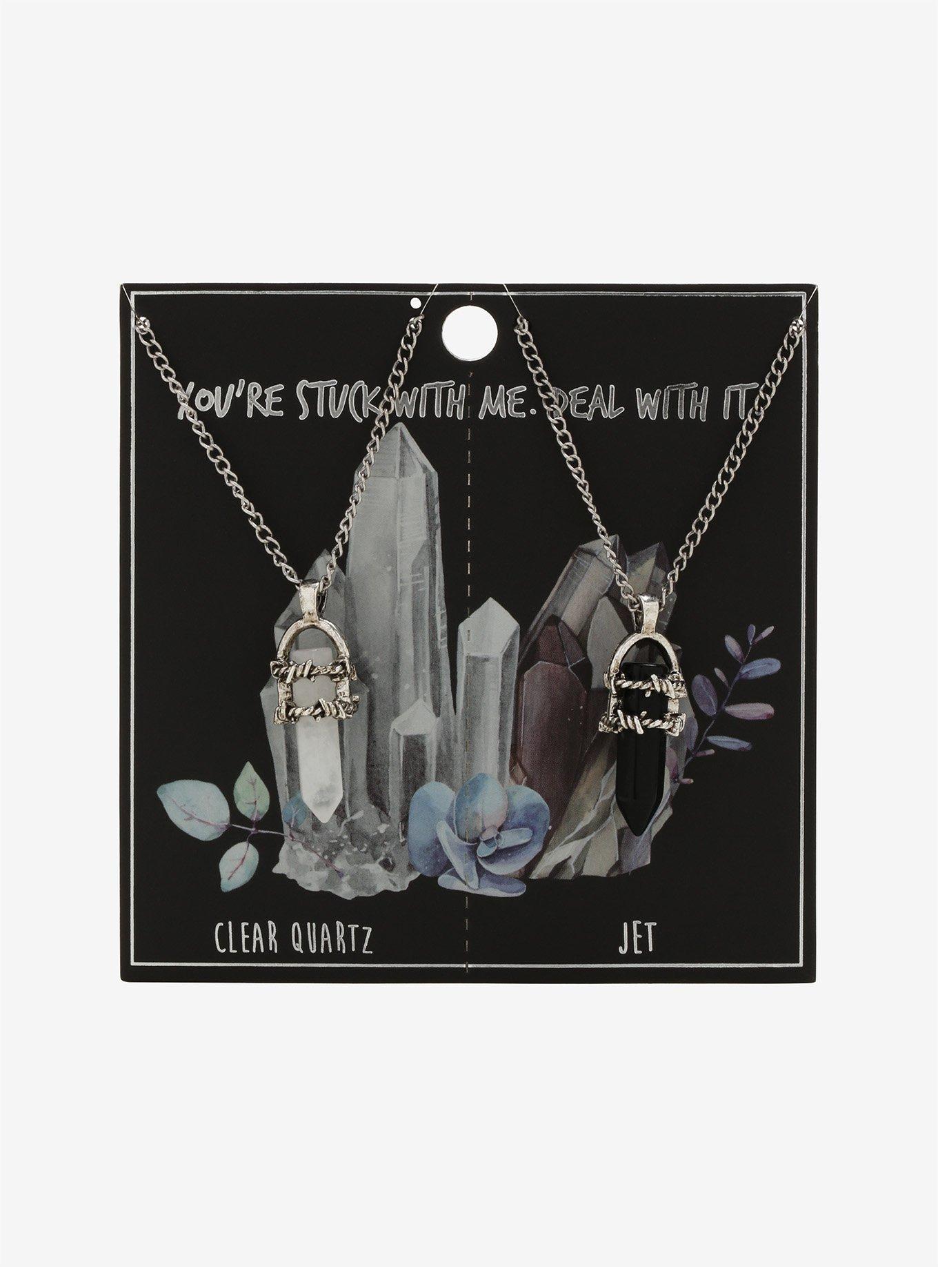 Barbed Wire Crystal Best Friend Necklace Set, , alternate