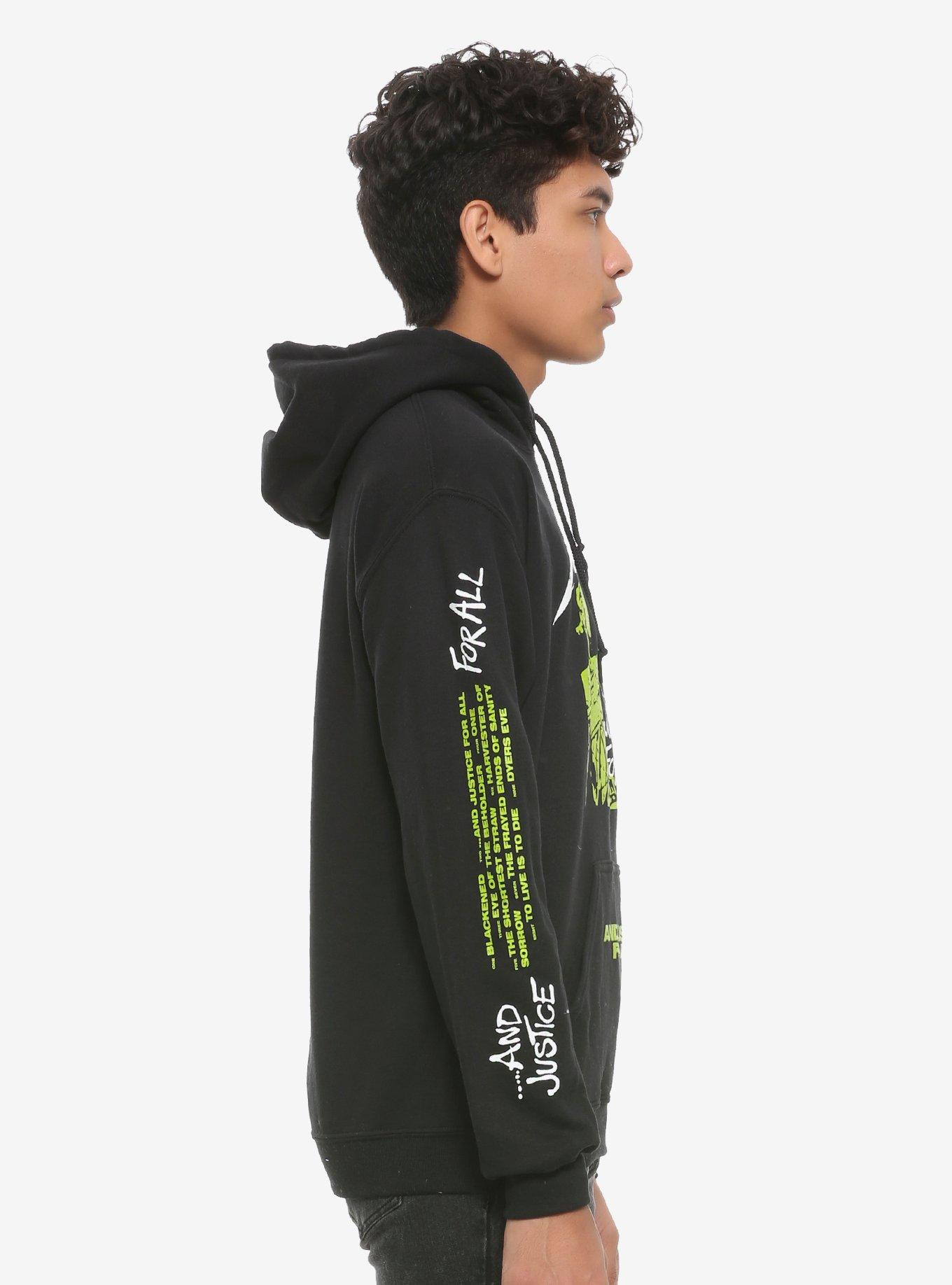 Metallica Neon Green Justice For All Hoodie, BLACK, alternate