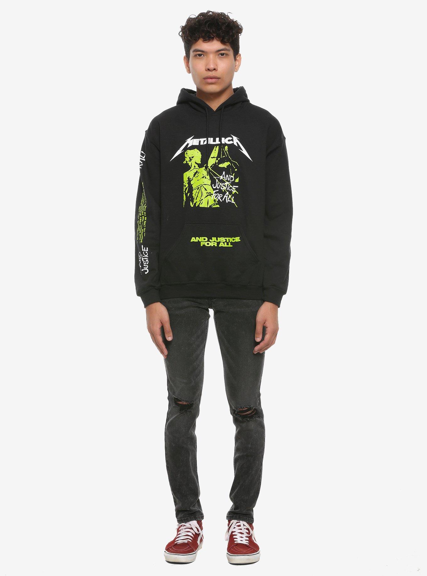 Metallica Neon Green Justice For All Hoodie, BLACK, alternate