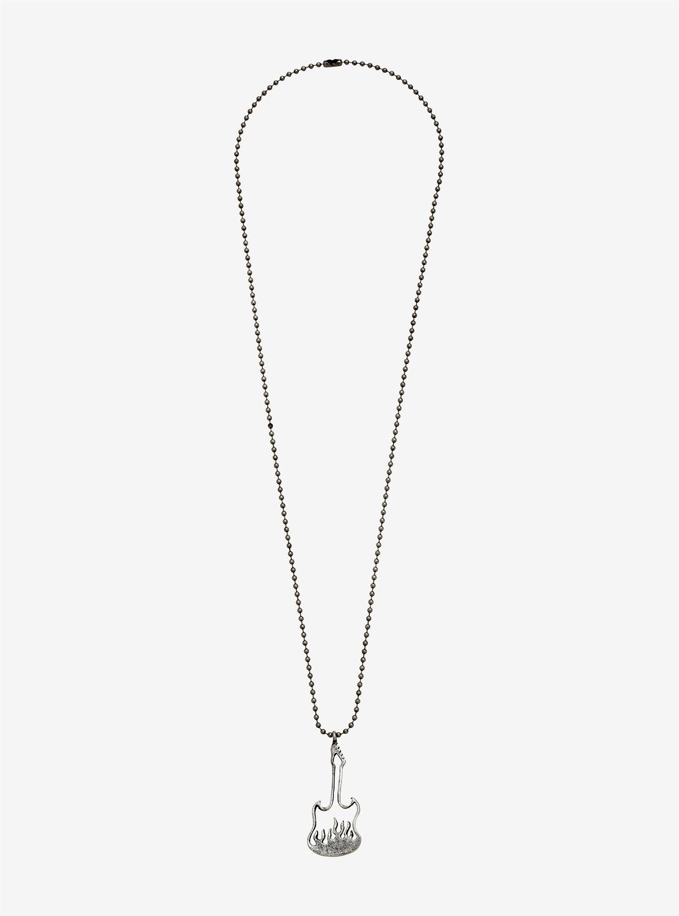 Flame Guitar Pendant Necklace, , alternate