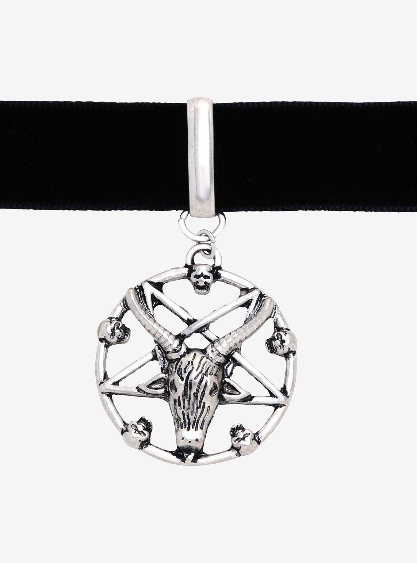 Ram Head Pentagram Choker, , alternate
