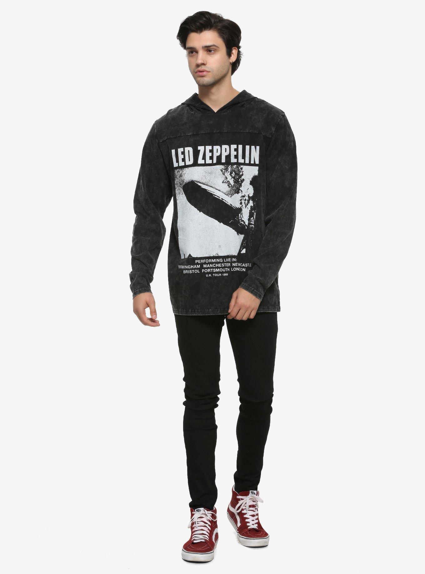 Led Zeppelin 1969 Tour Washed Hooded Long-Sleeve T-Shirt, GREY, alternate