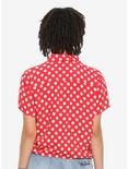 Her Universe Disney Minnie Mouse Polka Dots Pocket Tie-Front Girls Woven Button-Up, WHITE, alternate