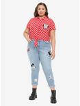 Her Universe Disney Minnie Mouse Polka Dots Pocket Tie-Front Girls Woven Button-Up Plus Size, WHITE, alternate