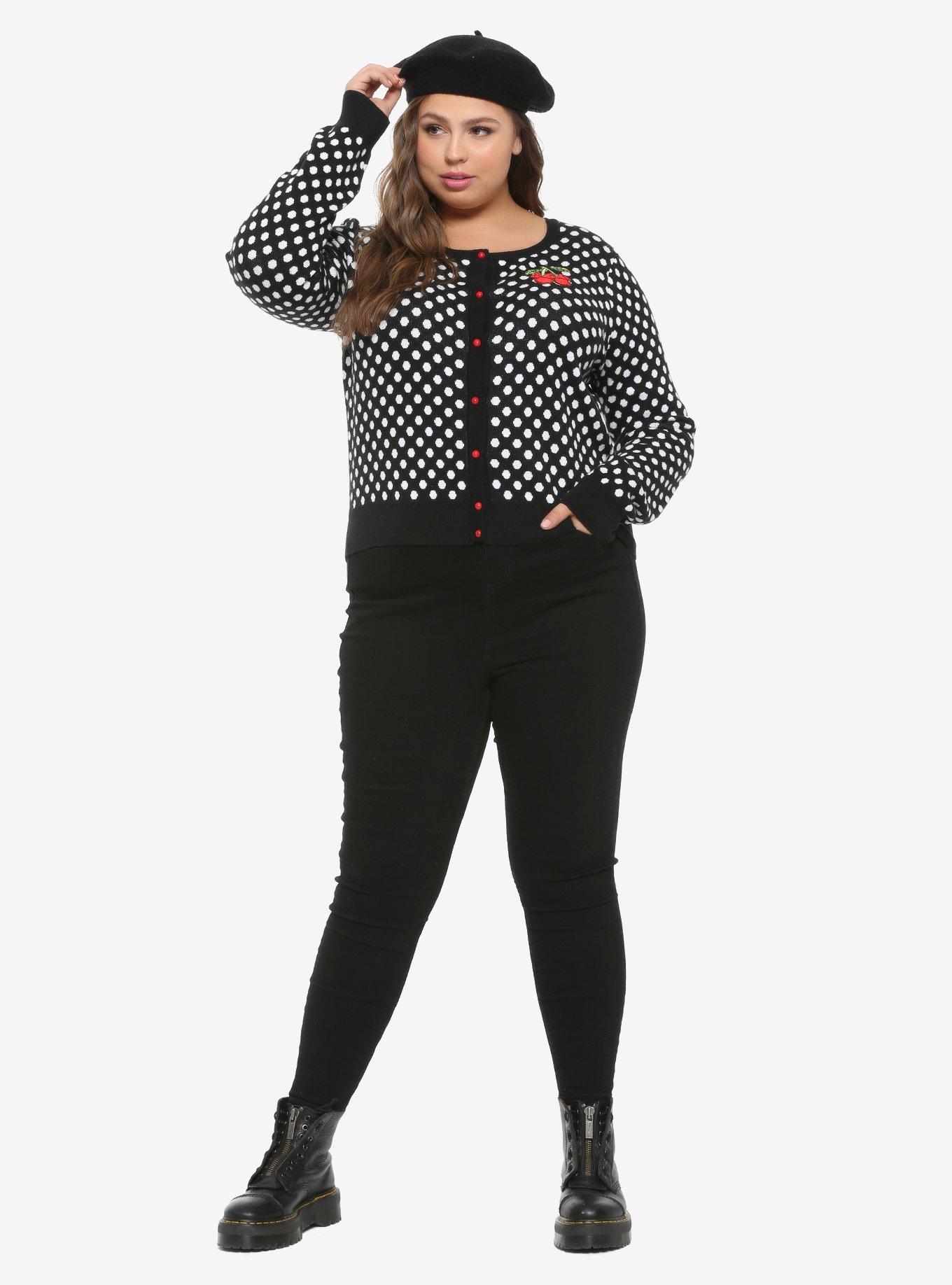 Her Universe Disney Minnie Mouse Polka Dots & Cherries Girls Cardigan Plus Size, RED, alternate