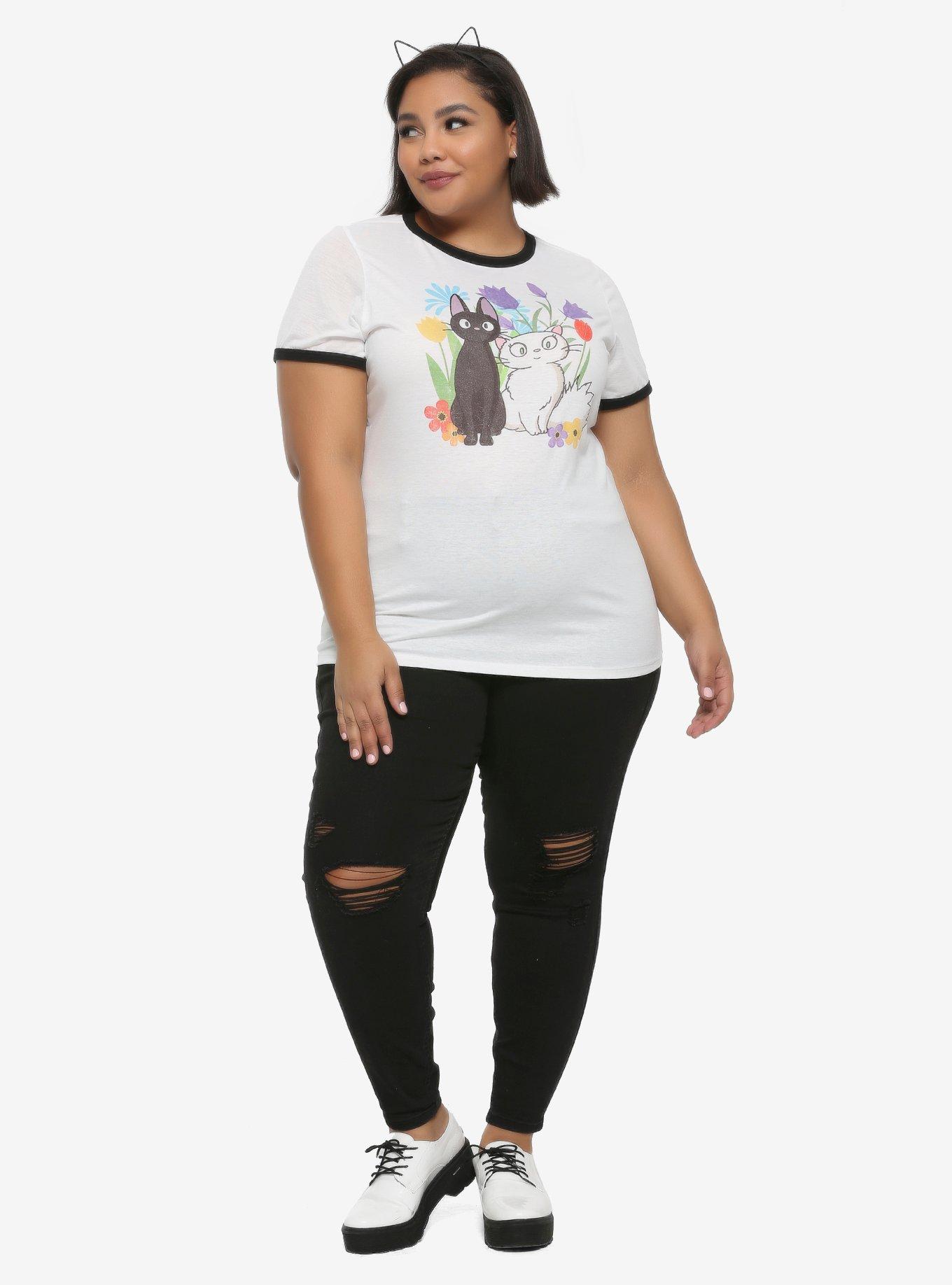 Studio Ghibli Kiki's Delivery Service Jiji & Lily Girls Ringer T-Shirt Plus Size, MULTI, alternate