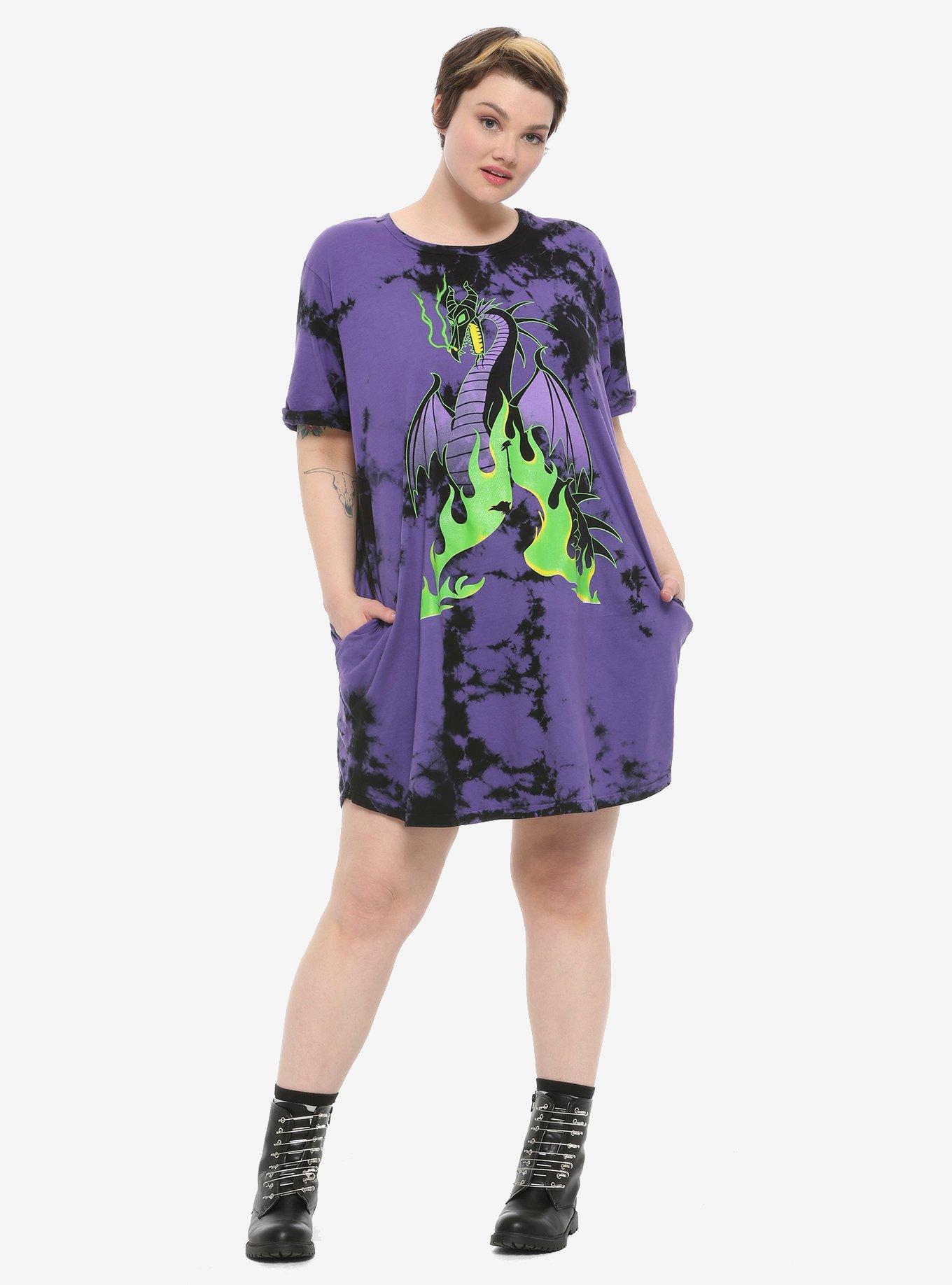 Disney Sleeping Beauty Maleficent Tie-Dye T-Shirt Dress Plus Size, TIE DYE, alternate