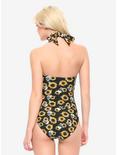 Sunflowers & Skulls Halter Swimsuit, MULTI, alternate