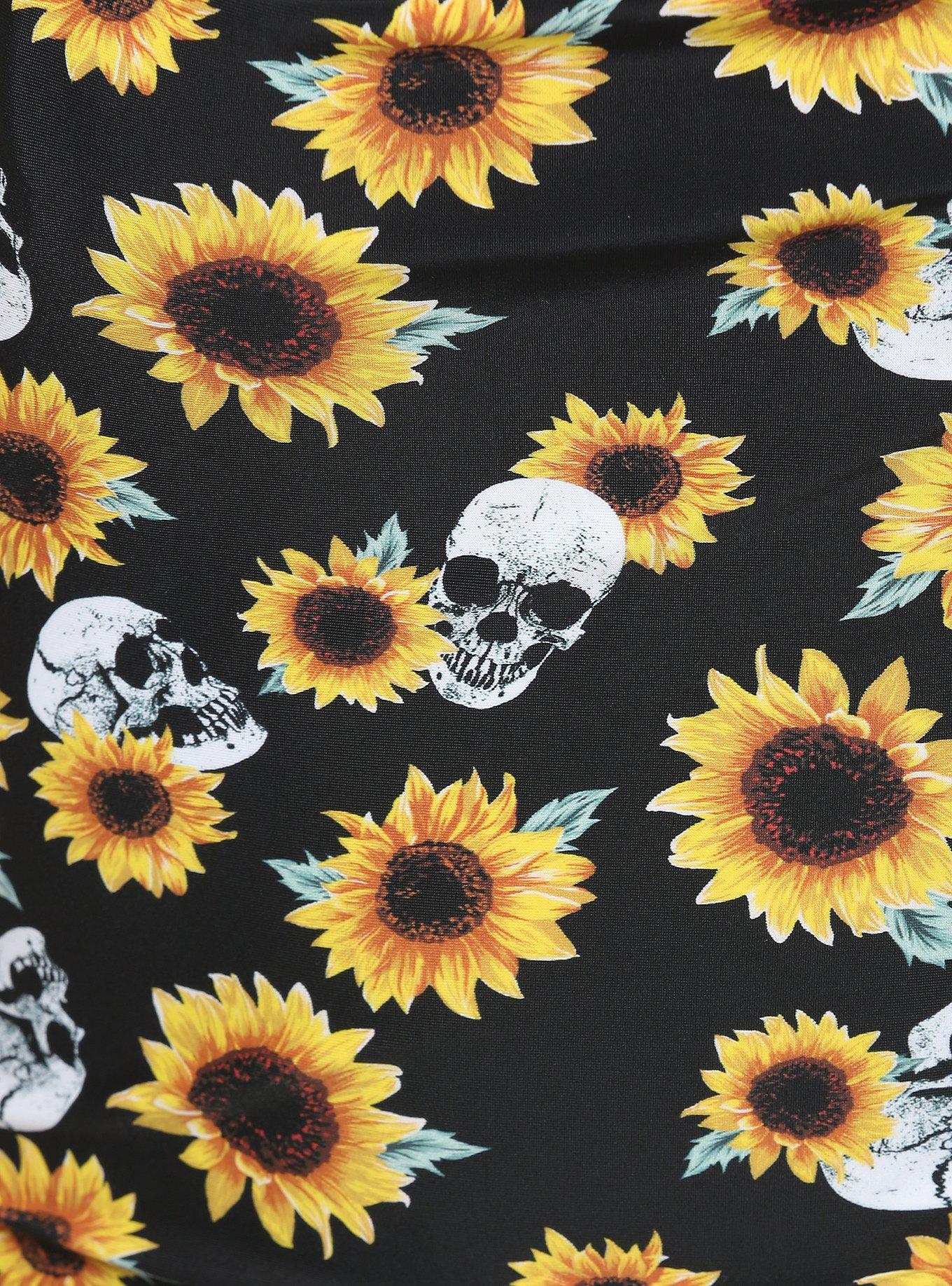Sunflowers & Skulls Halter Swimsuit, MULTI, alternate
