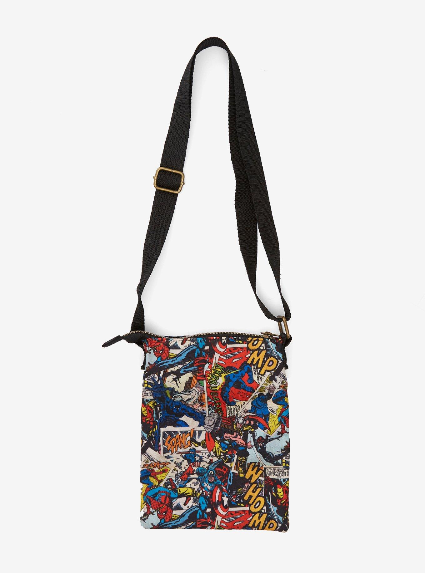 Loungefly Marvel Avengers Comic Book Print Passport Crossbody Bag, , alternate