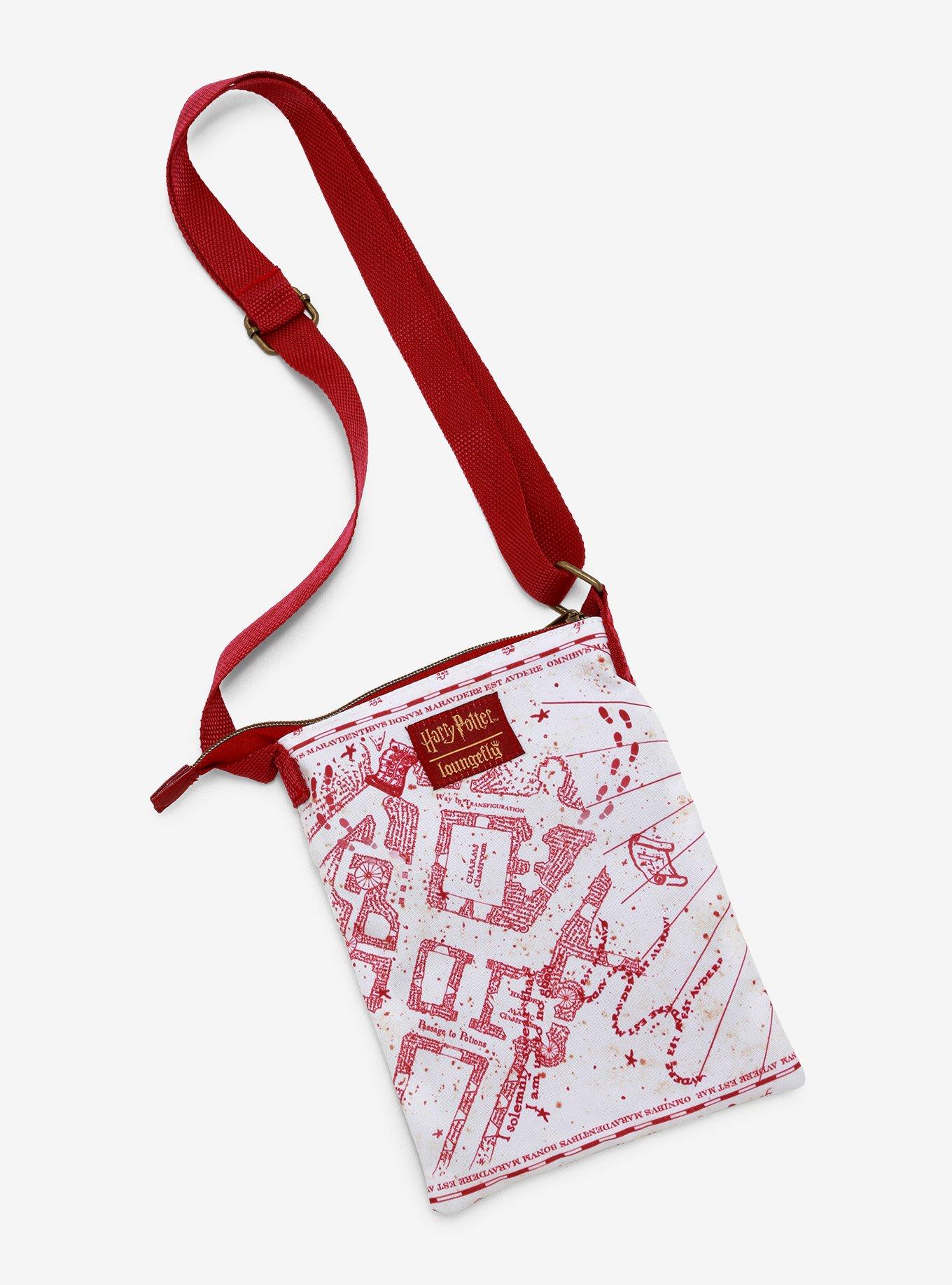 Loungefly Harry Potter Marauder's Map Burgundy Passport Crossbody Bag, , alternate